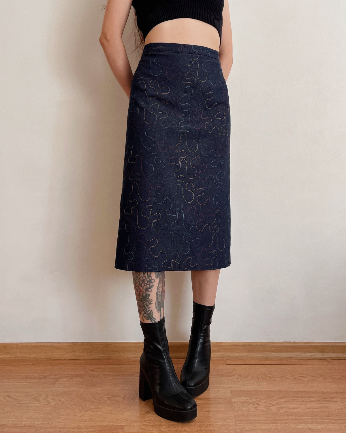 Vintage denim midi skirt (5XL/6XL)