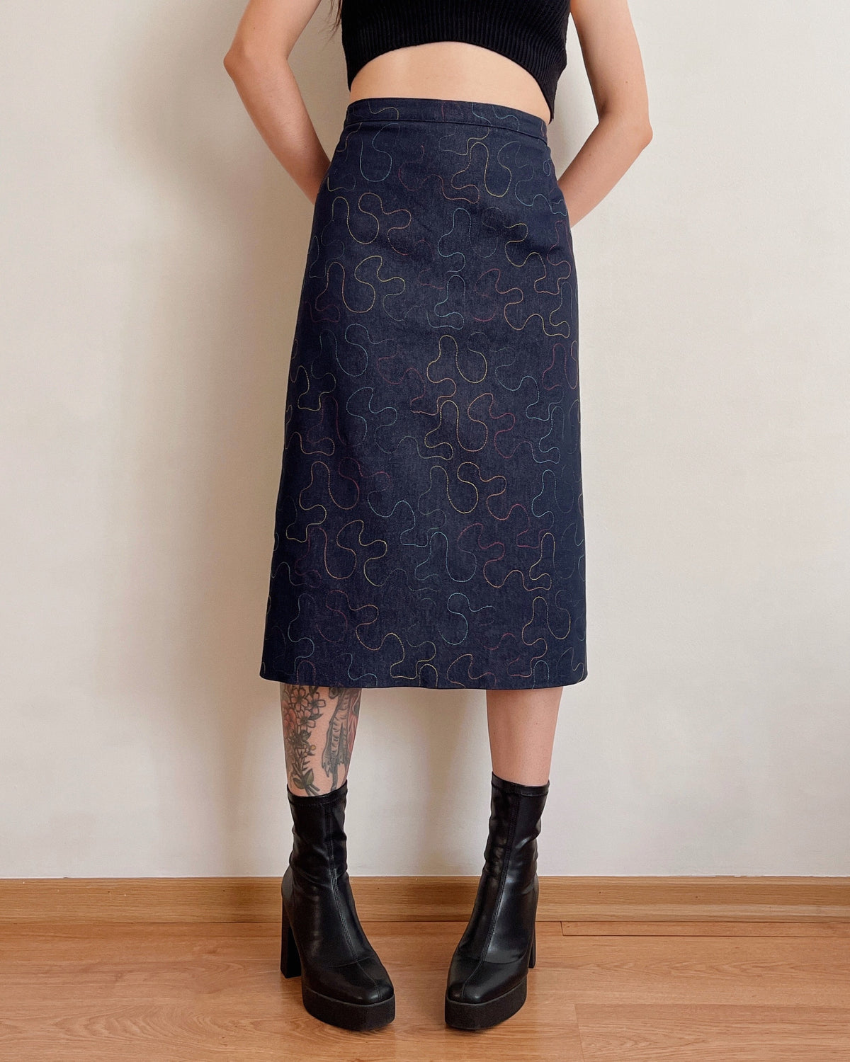Vintage denim midi skirt (5XL/6XL)