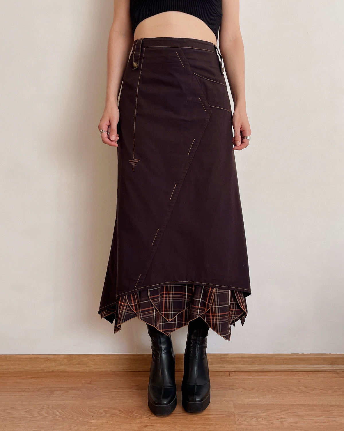 Vintage asymmetric maxi skirt (XL-3XL)