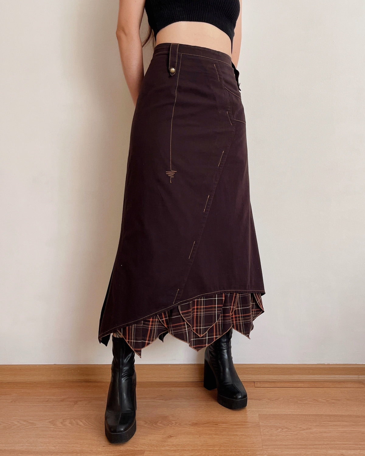 Vintage asymmetric maxi skirt (XL-3XL)