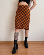 Wool plaid midi skirt (2XS)