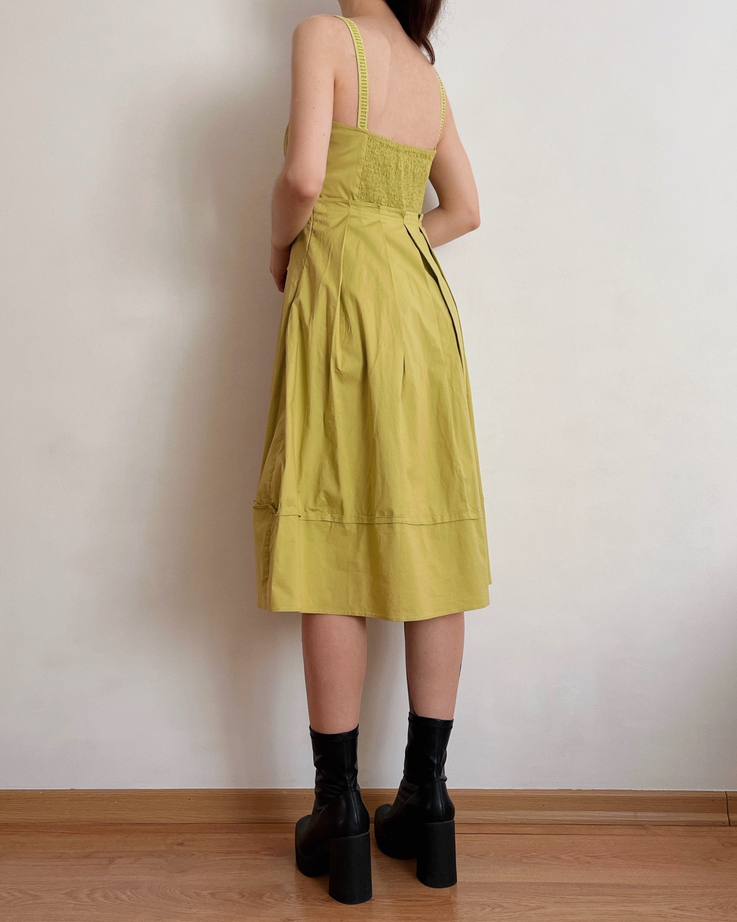 Pleated vintage midi dress (XS)