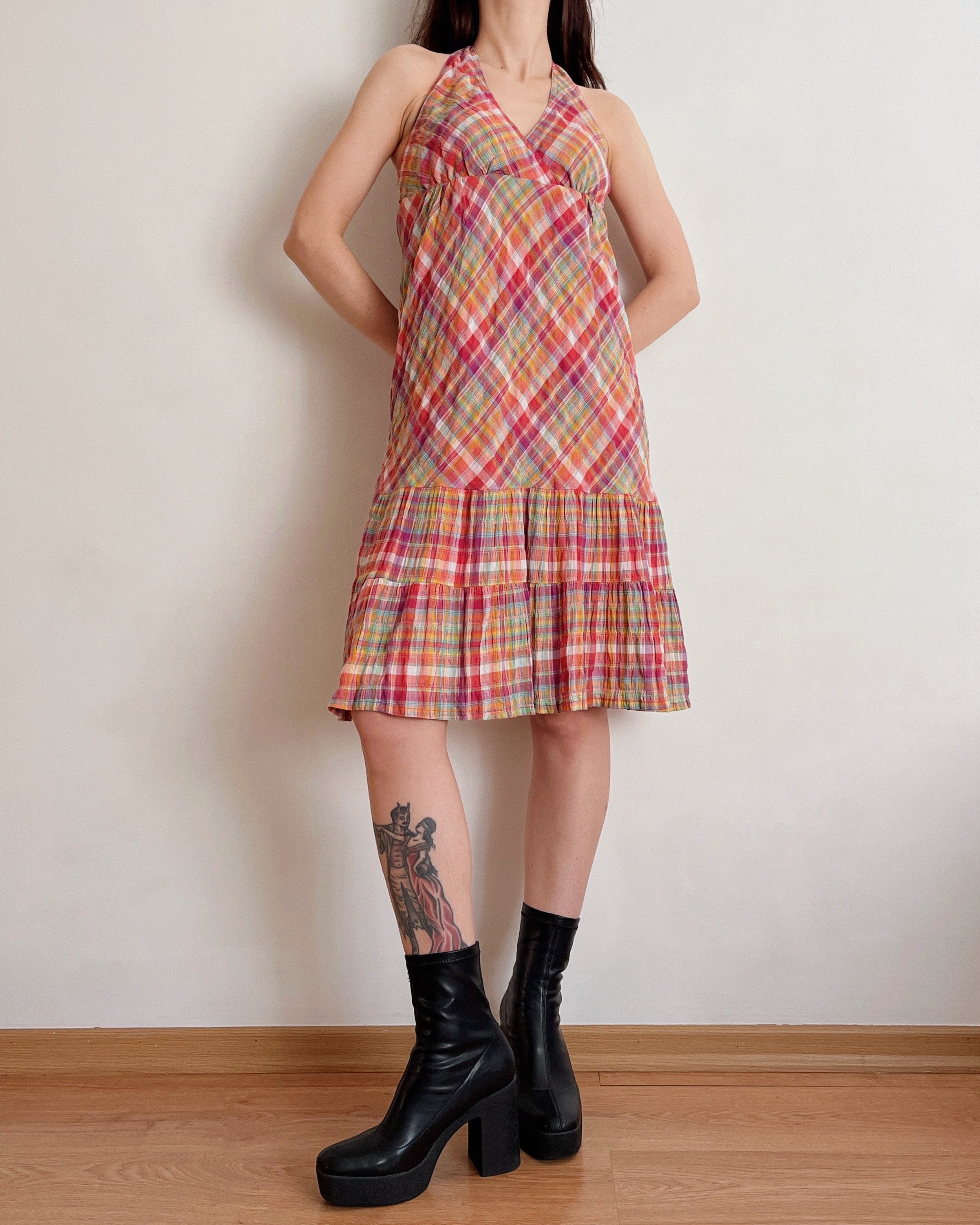 Plaid halter dress (XS/S)