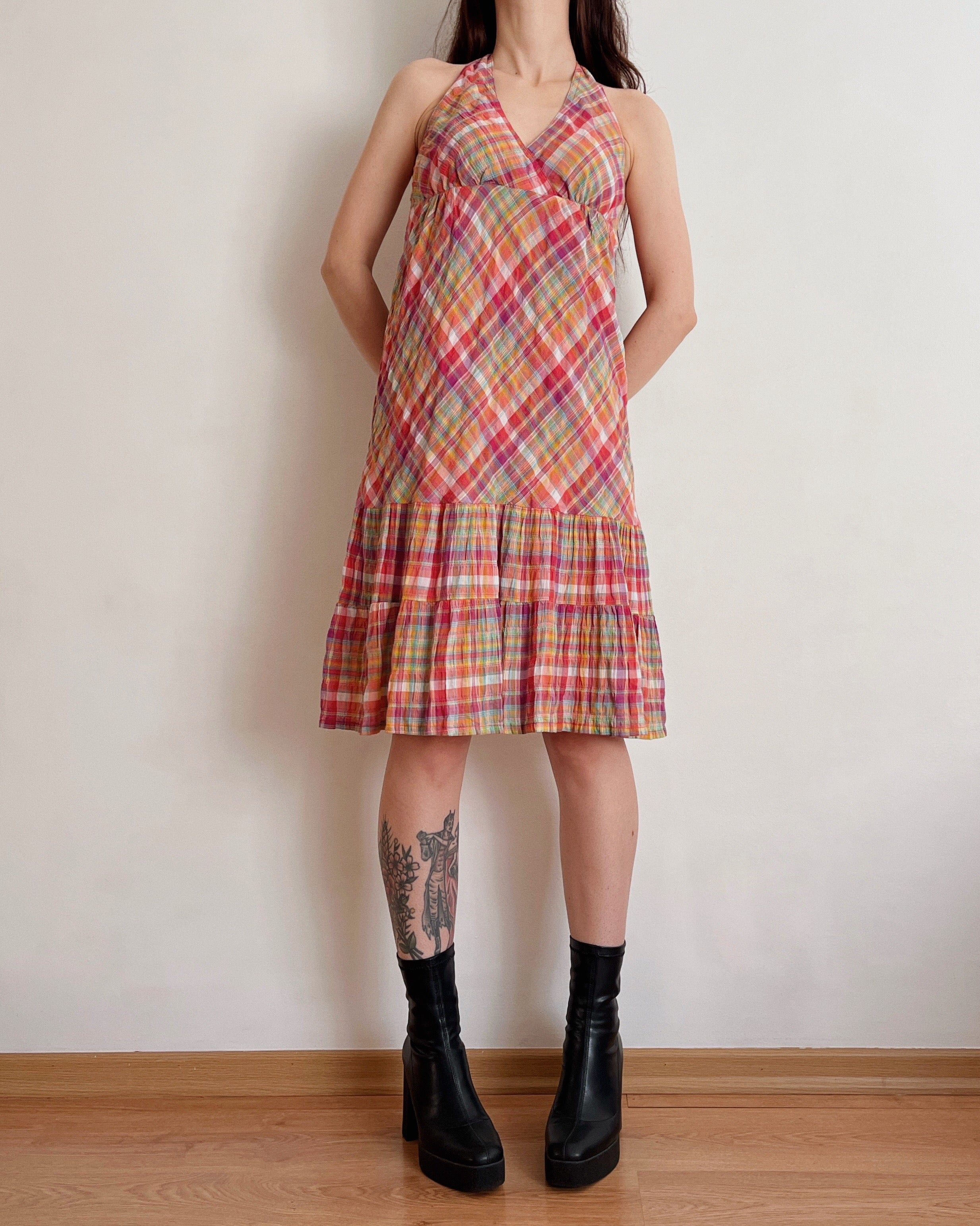 Plaid halter dress (XS/S)