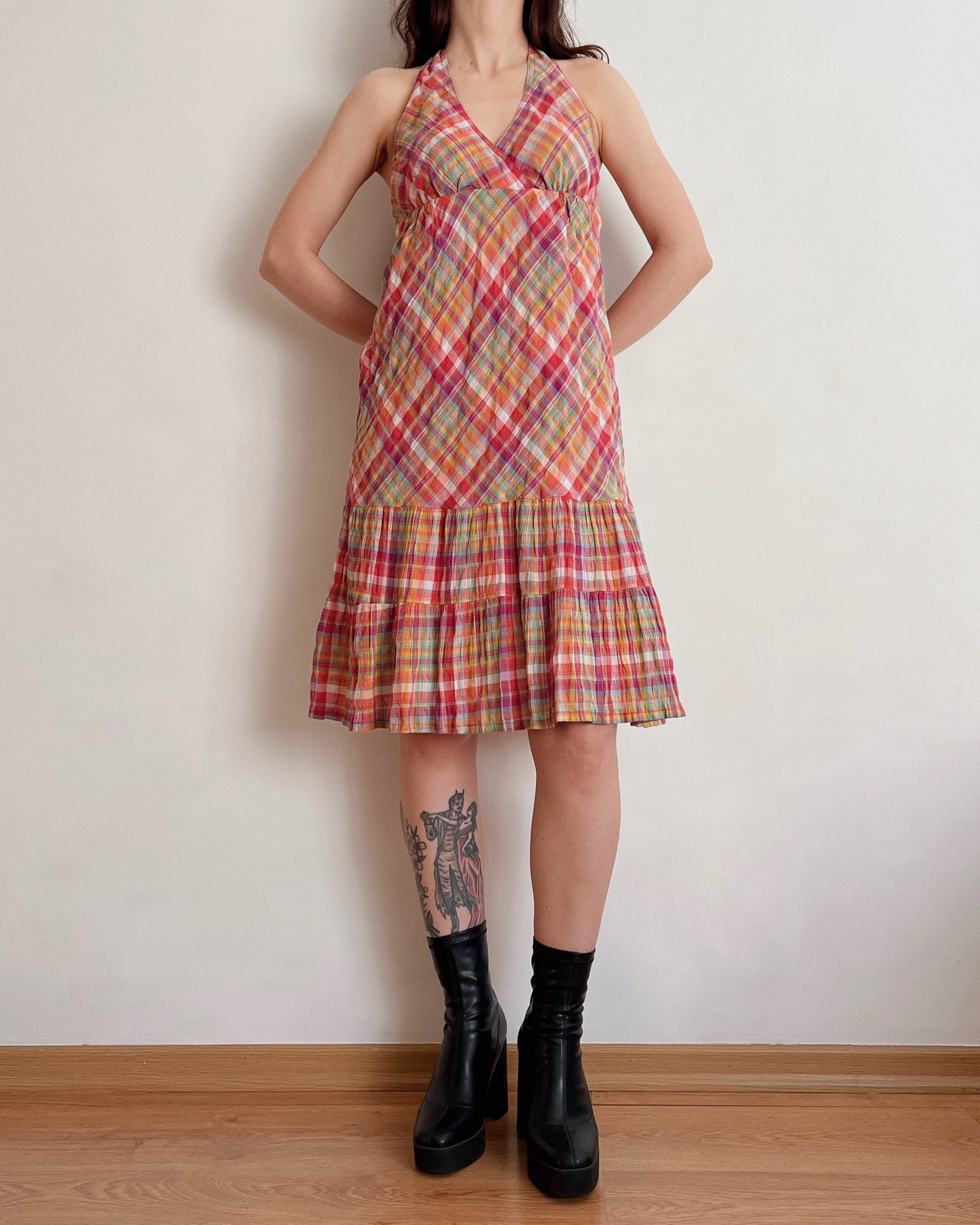 Plaid halter dress (XS/S)