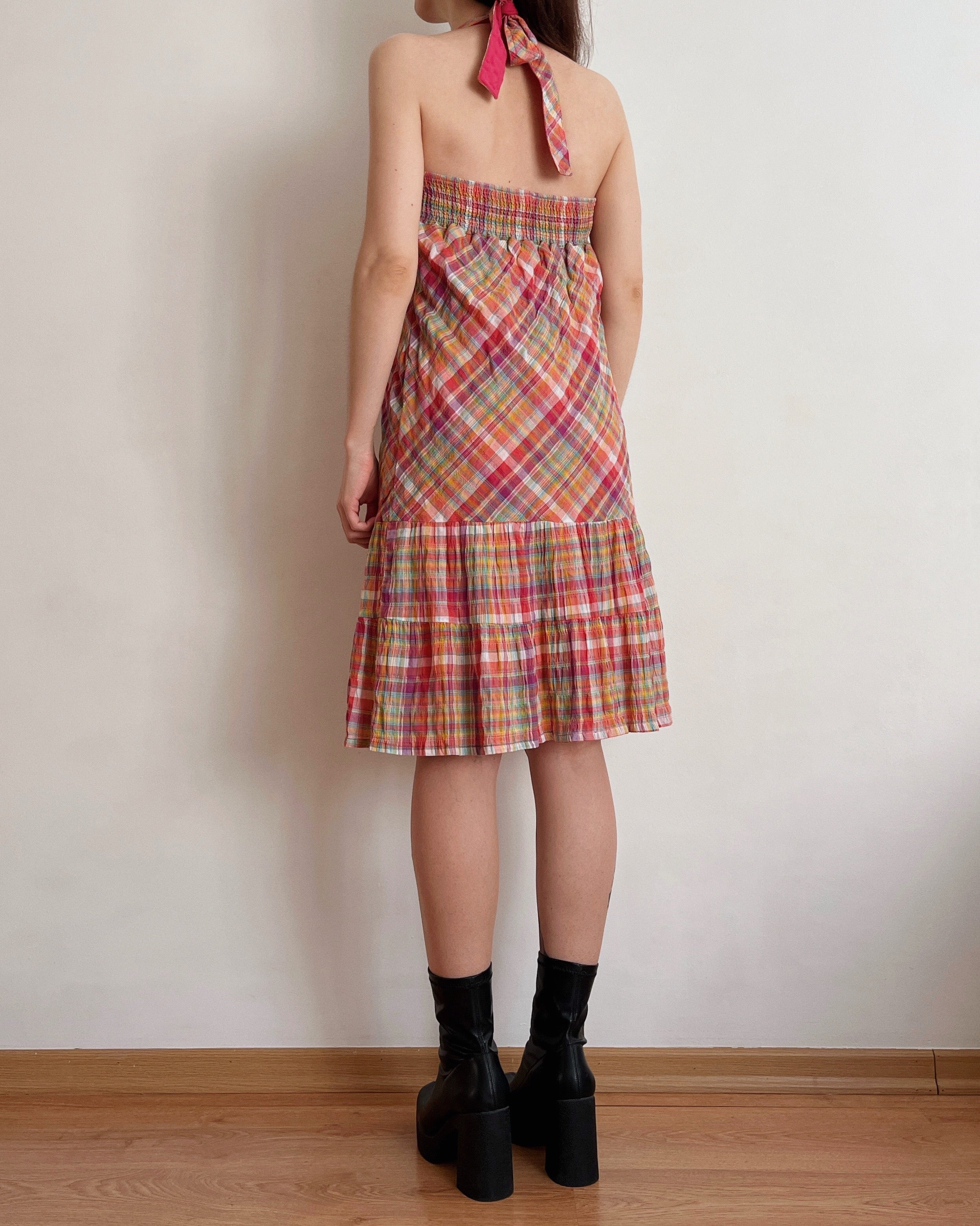 Plaid halter dress (XS/S)