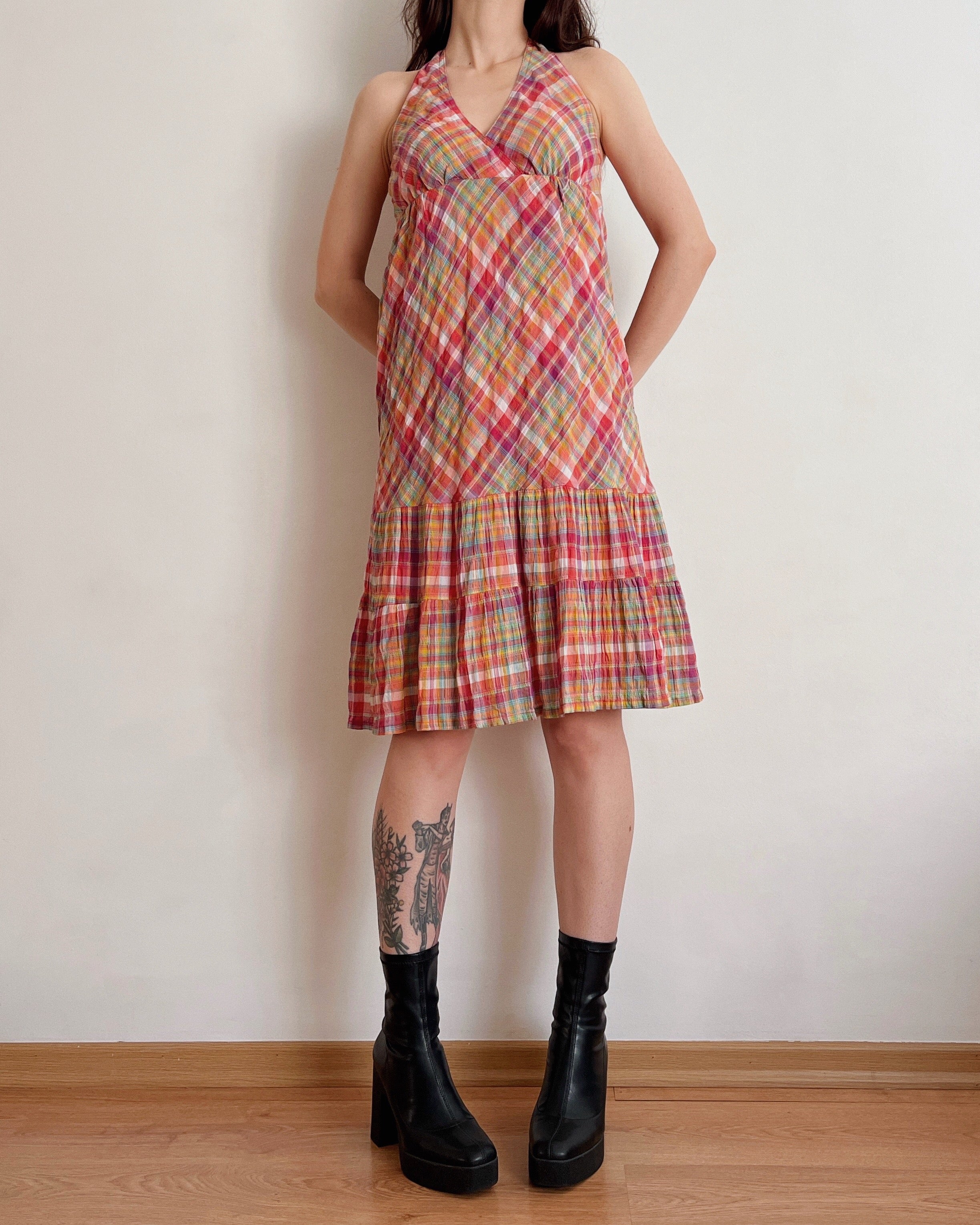 Plaid halter dress (XS/S)