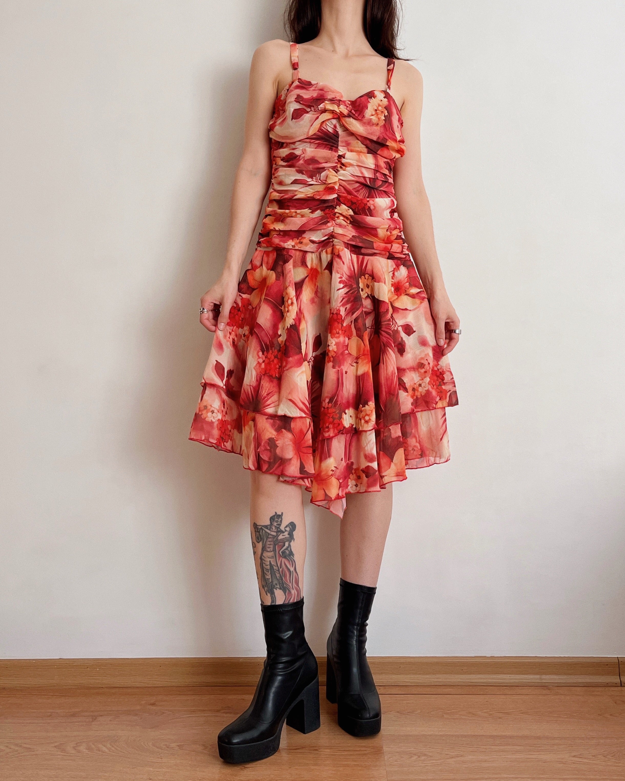 Vintage ruched dress (XS)