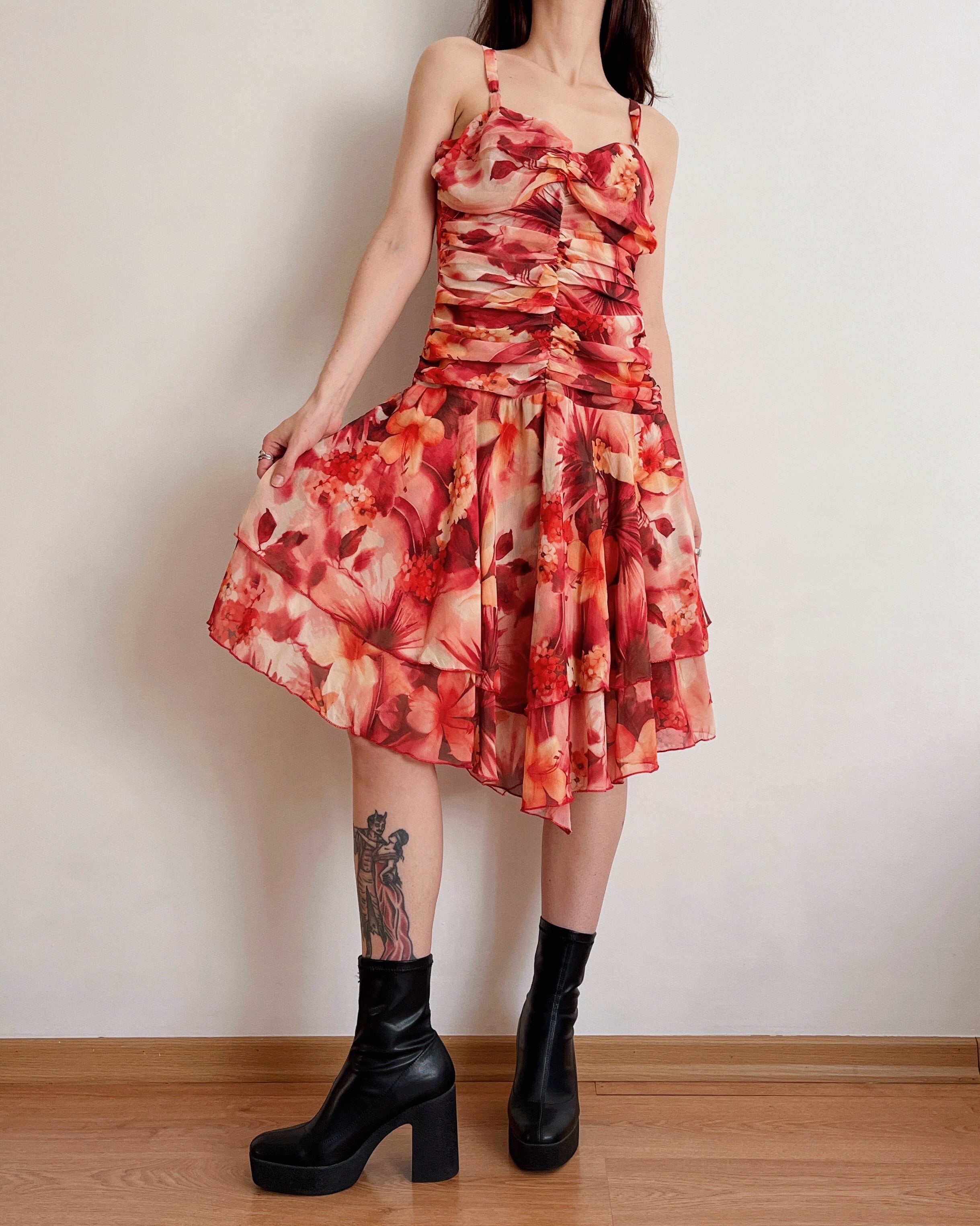 Vintage ruched dress (XS)