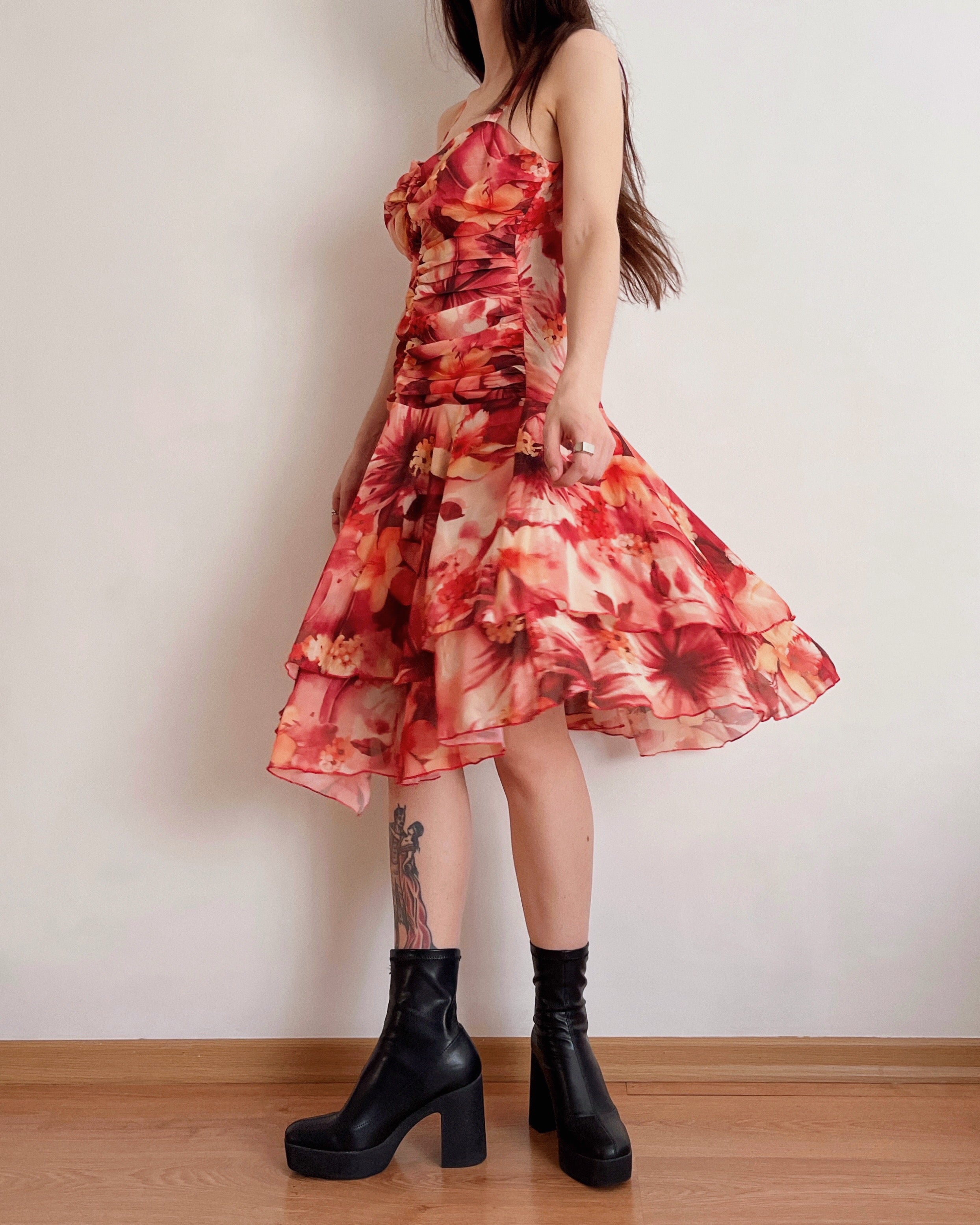 Vintage ruched dress (XS)
