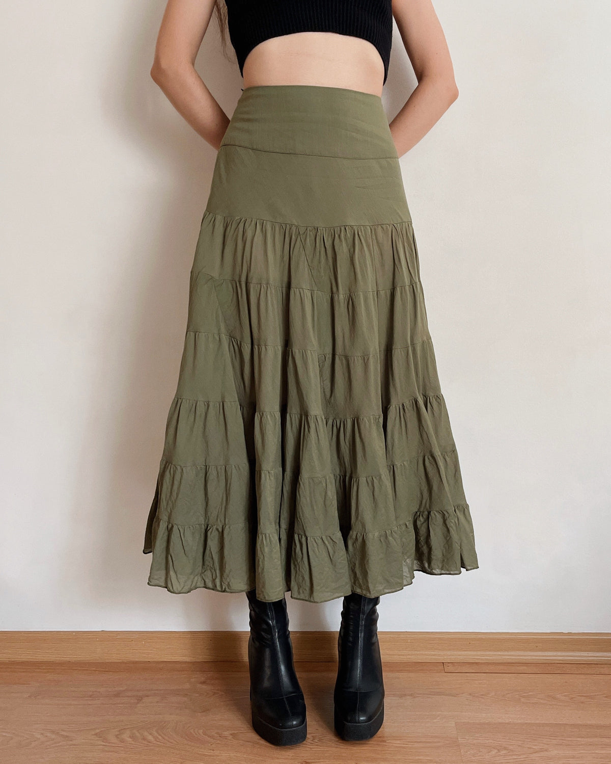 100% cotton tiered skirt (L)