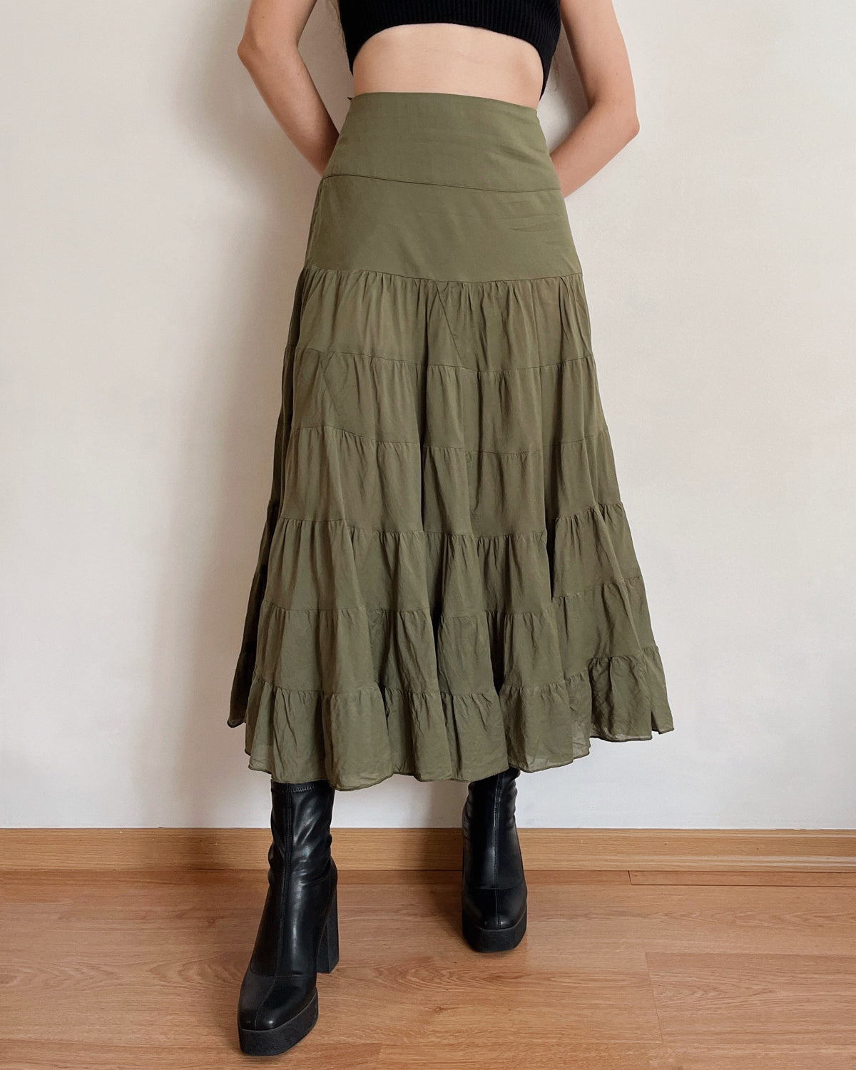 100% cotton tiered skirt (L)