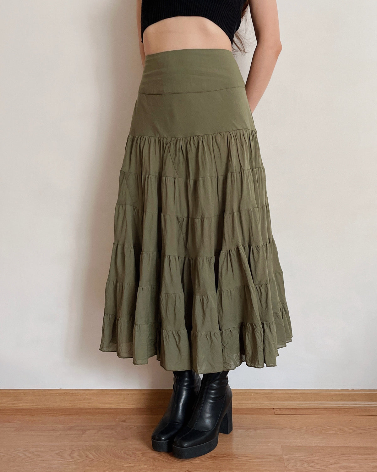 100% cotton tiered skirt (L)