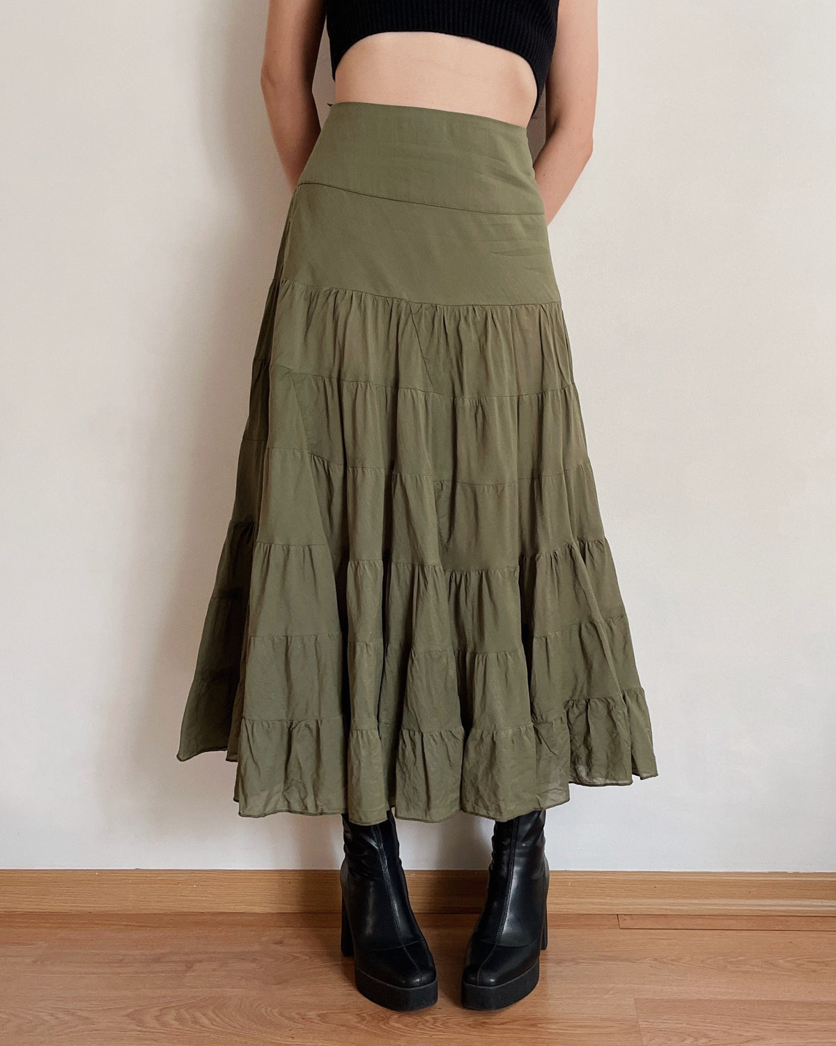 100% cotton tiered skirt (L)