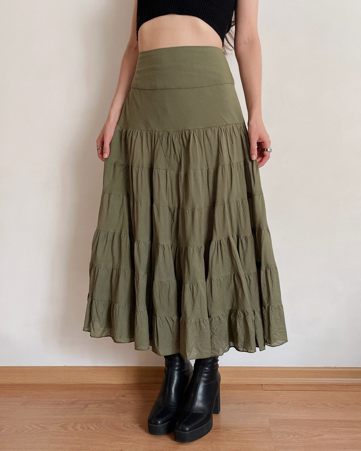100% cotton tiered skirt (L)
