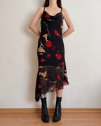 Vintage asymmetric cowl neck dress (L)