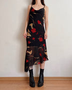 Vintage asymmetric cowl neck dress (L)