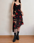Vintage asymmetric cowl neck dress (L)