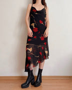 Vintage asymmetric cowl neck dress (L)