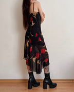 Vintage asymmetric cowl neck dress (L)