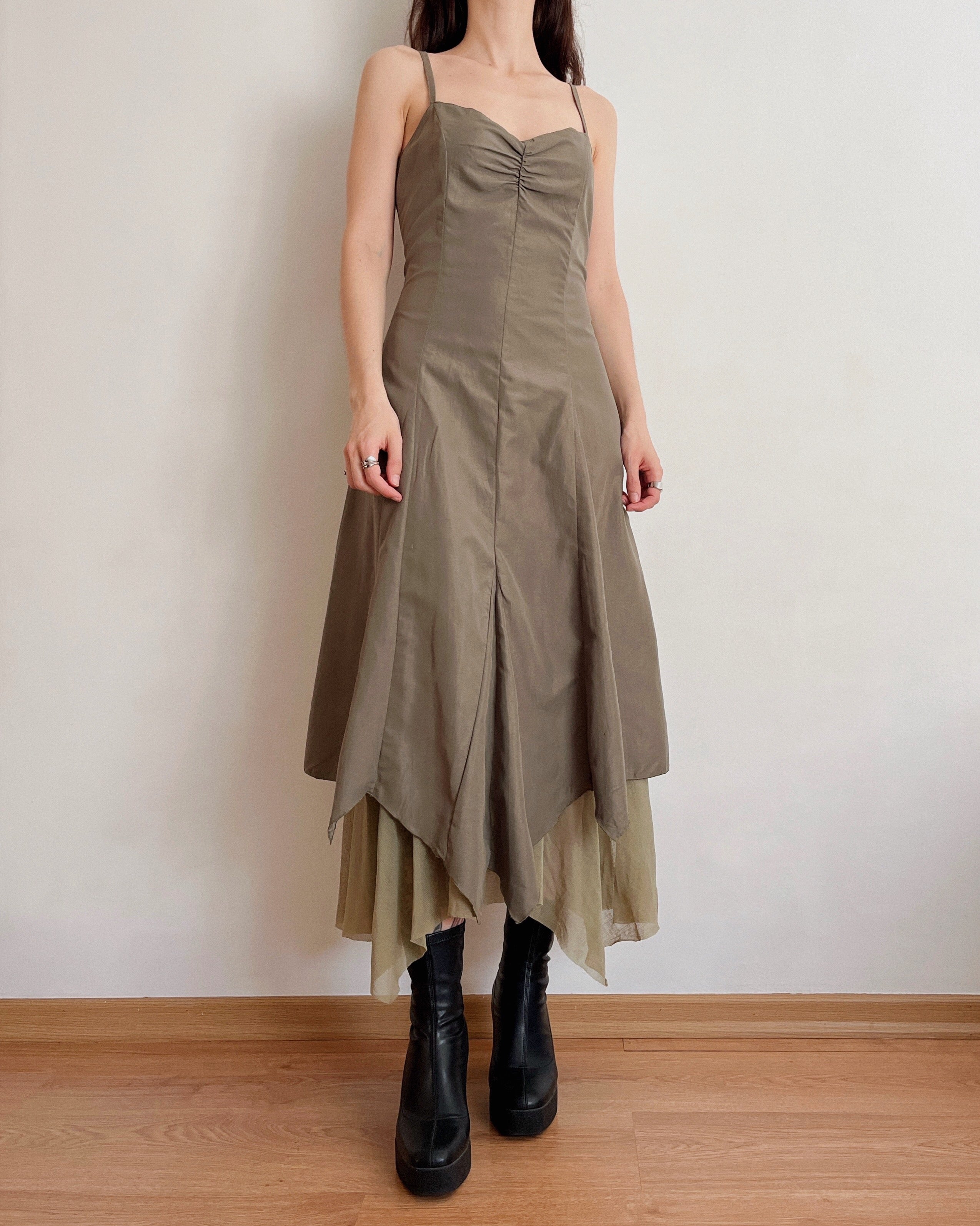 Vintage asymmetric forest fairy dress (S)