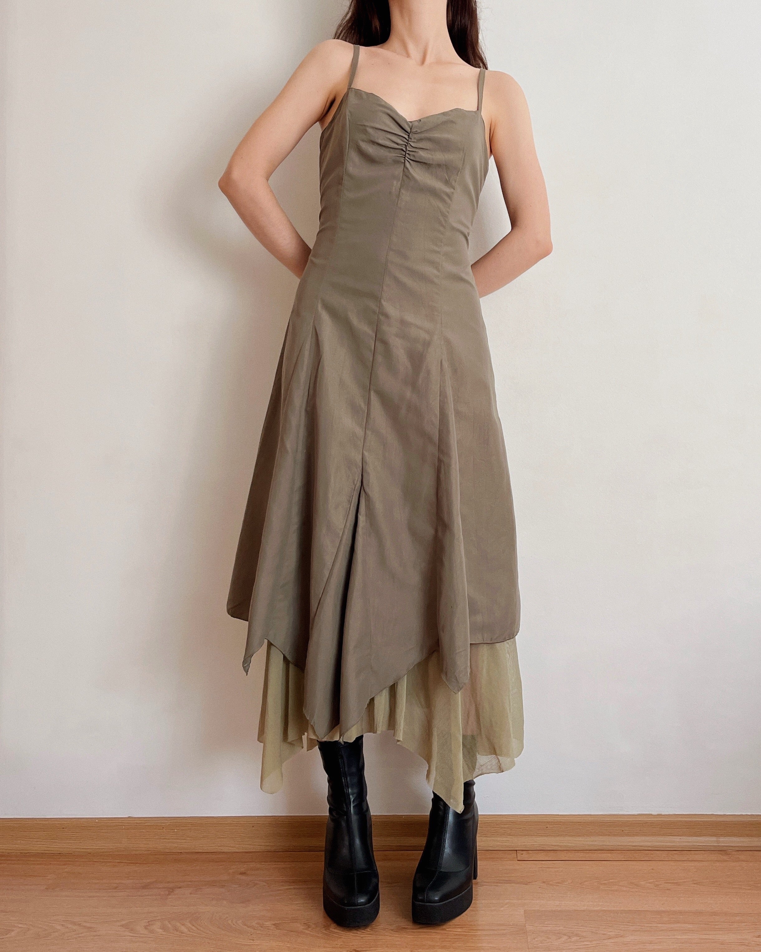 Vintage asymmetric forest fairy dress (S)