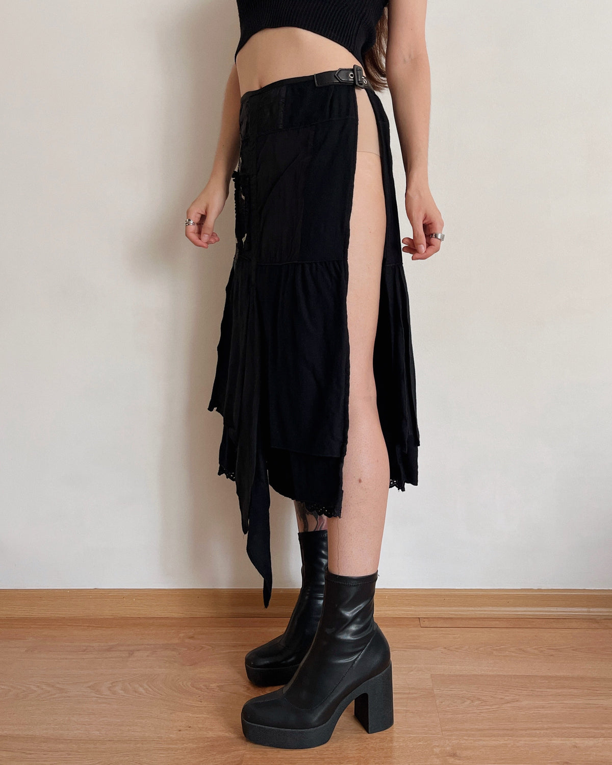 Vintage asymmetric wrap skirt (S-L)