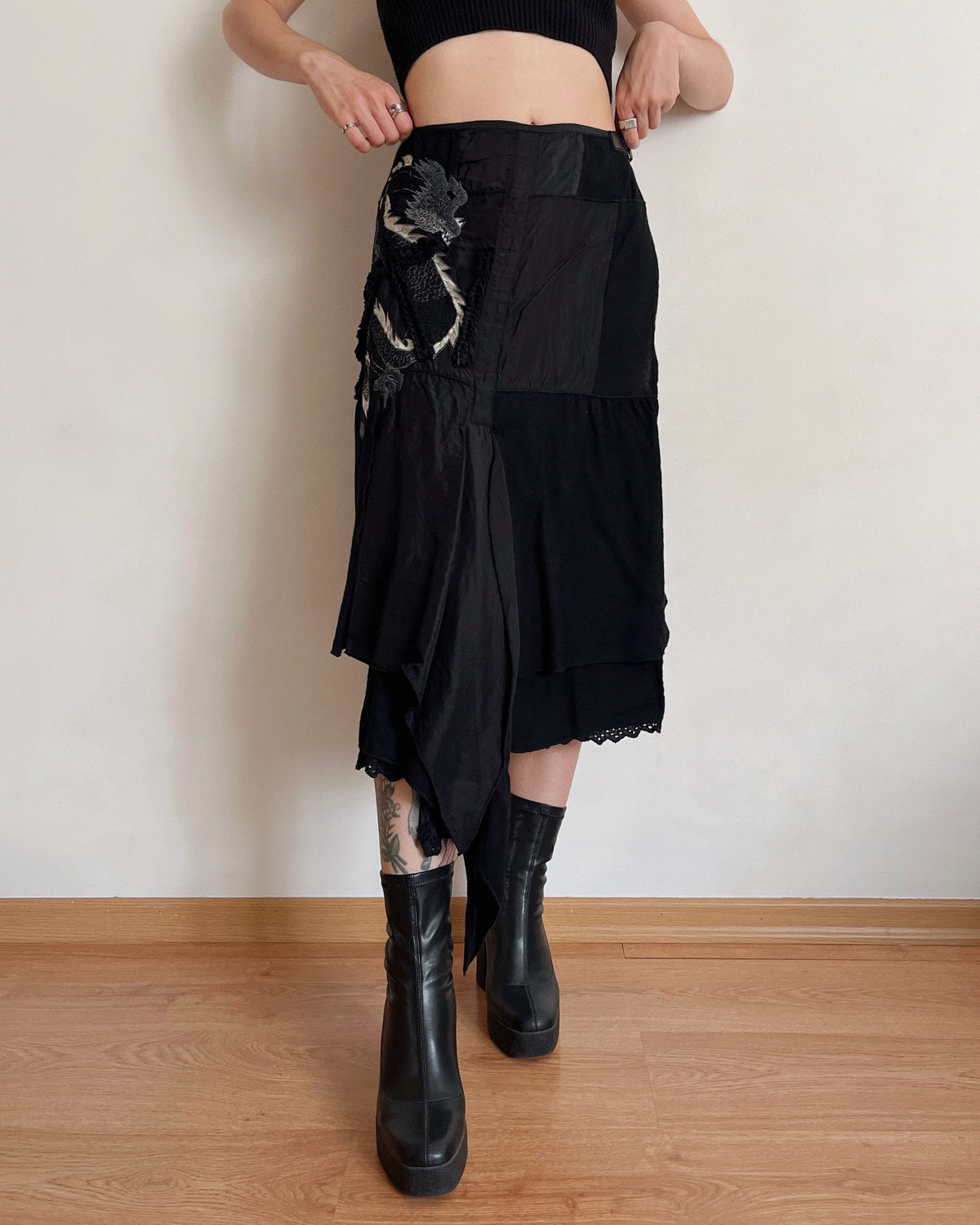 Vintage asymmetric wrap skirt (S-L)
