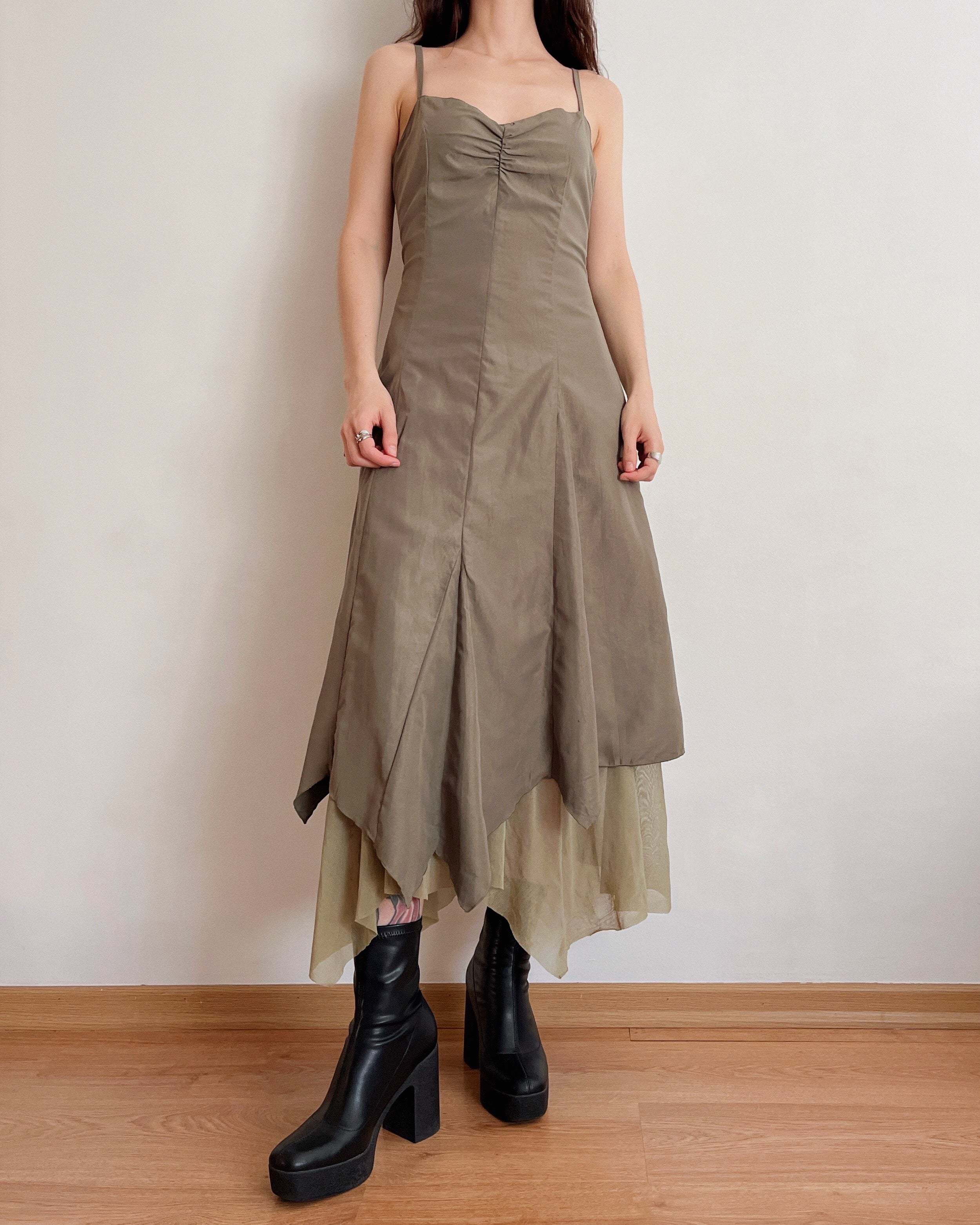 Vintage asymmetric forest fairy dress (S)