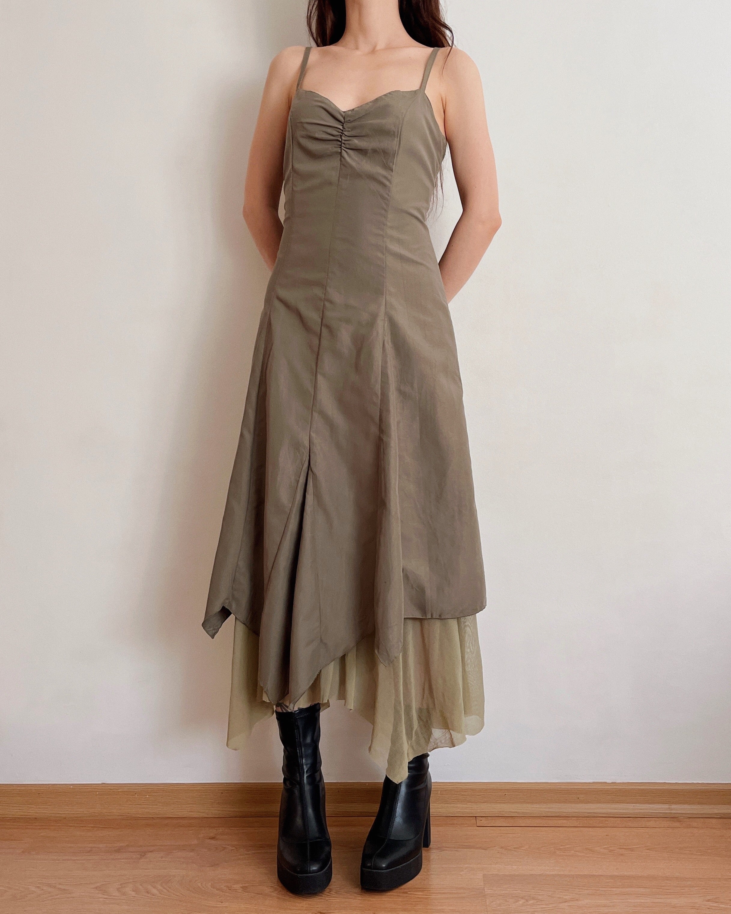 Vintage asymmetric forest fairy dress (S)