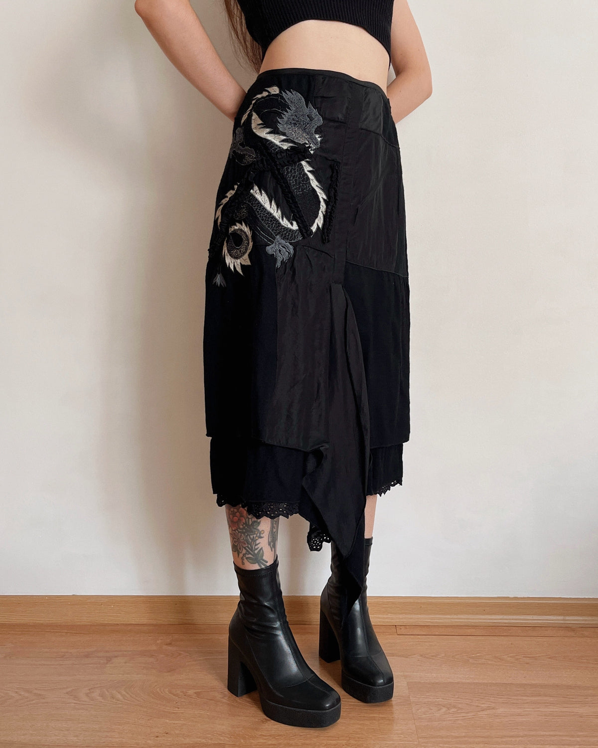 Vintage asymmetric wrap skirt (S-L)