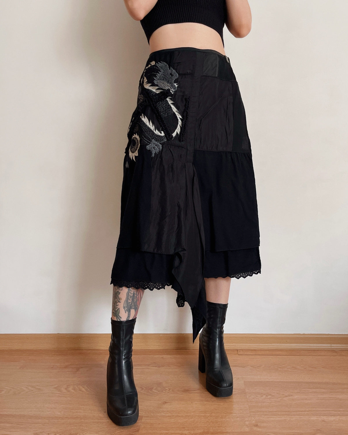 Vintage asymmetric wrap skirt (S-L)