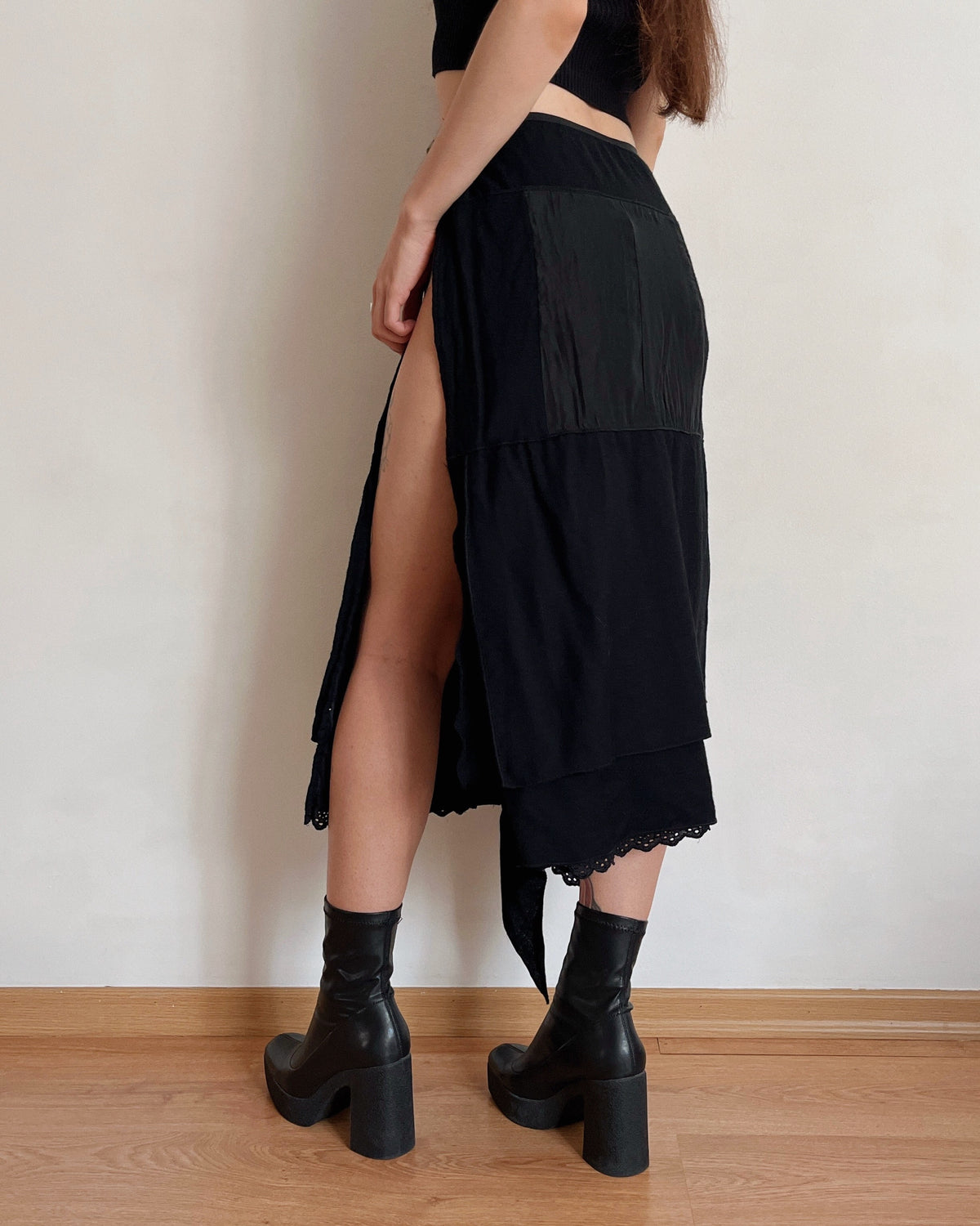 Vintage asymmetric wrap skirt (S-L)