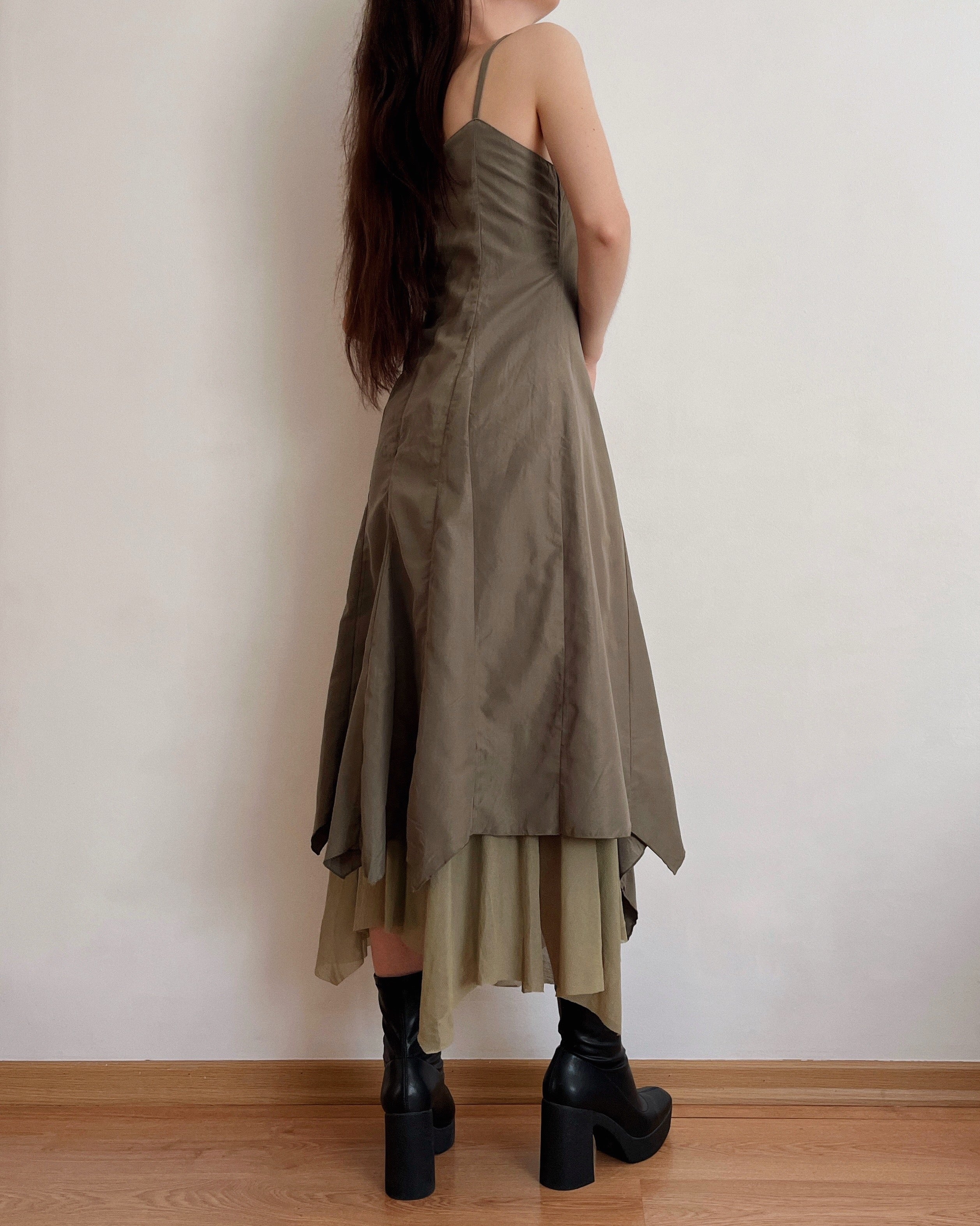Vintage asymmetric forest fairy dress (S)