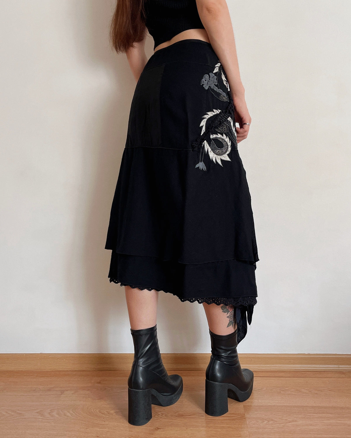 Vintage asymmetric wrap skirt (S-L)