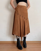 Vintage asymmetric camel skirt (S/M)