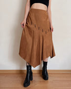 Vintage asymmetric camel skirt (S/M)