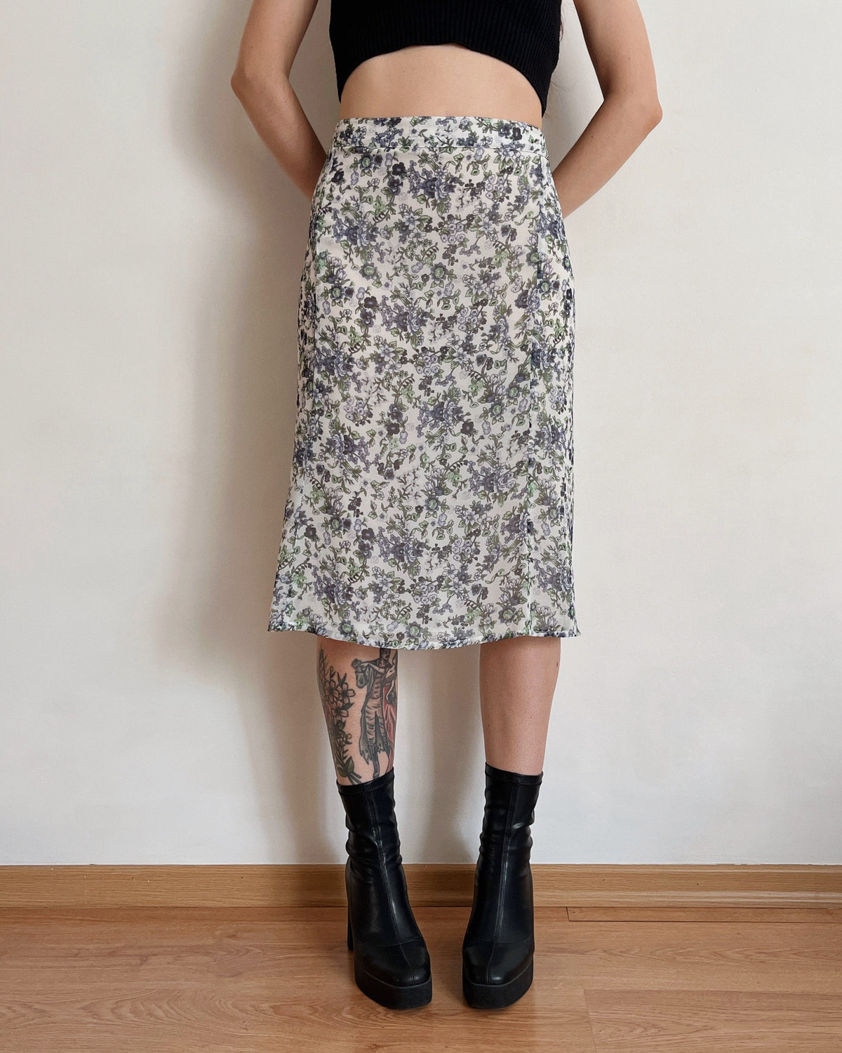 Vintage floral midi skirt (2XL/3XL)
