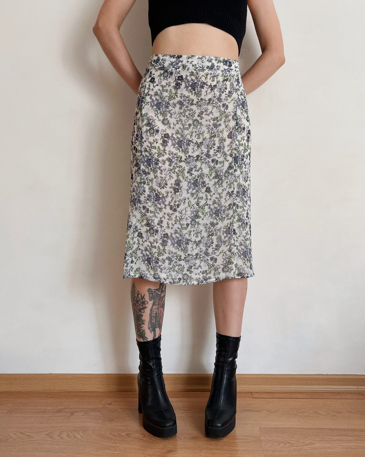 Vintage floral midi skirt (2XL/3XL)