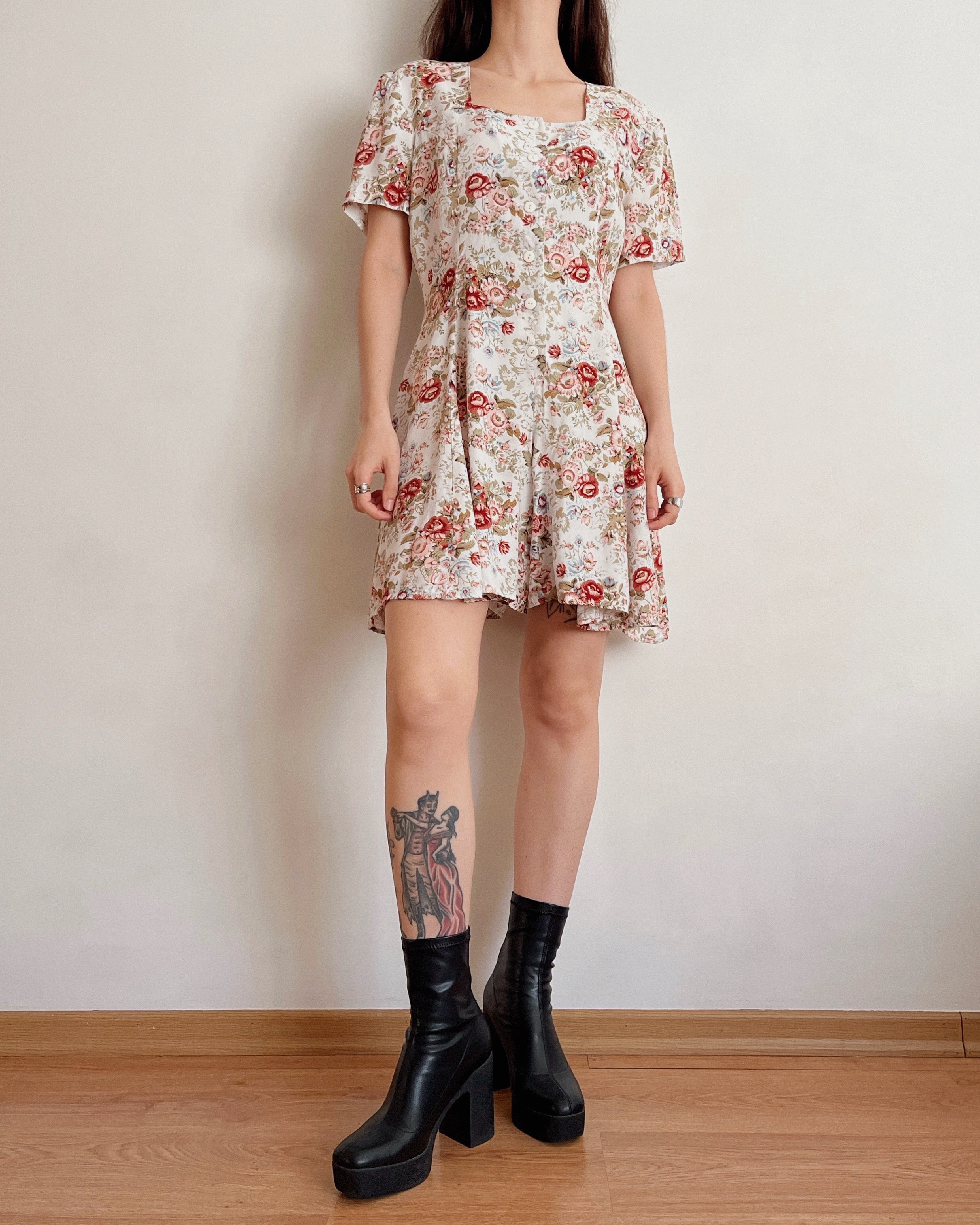 Vintage floral romper (S)