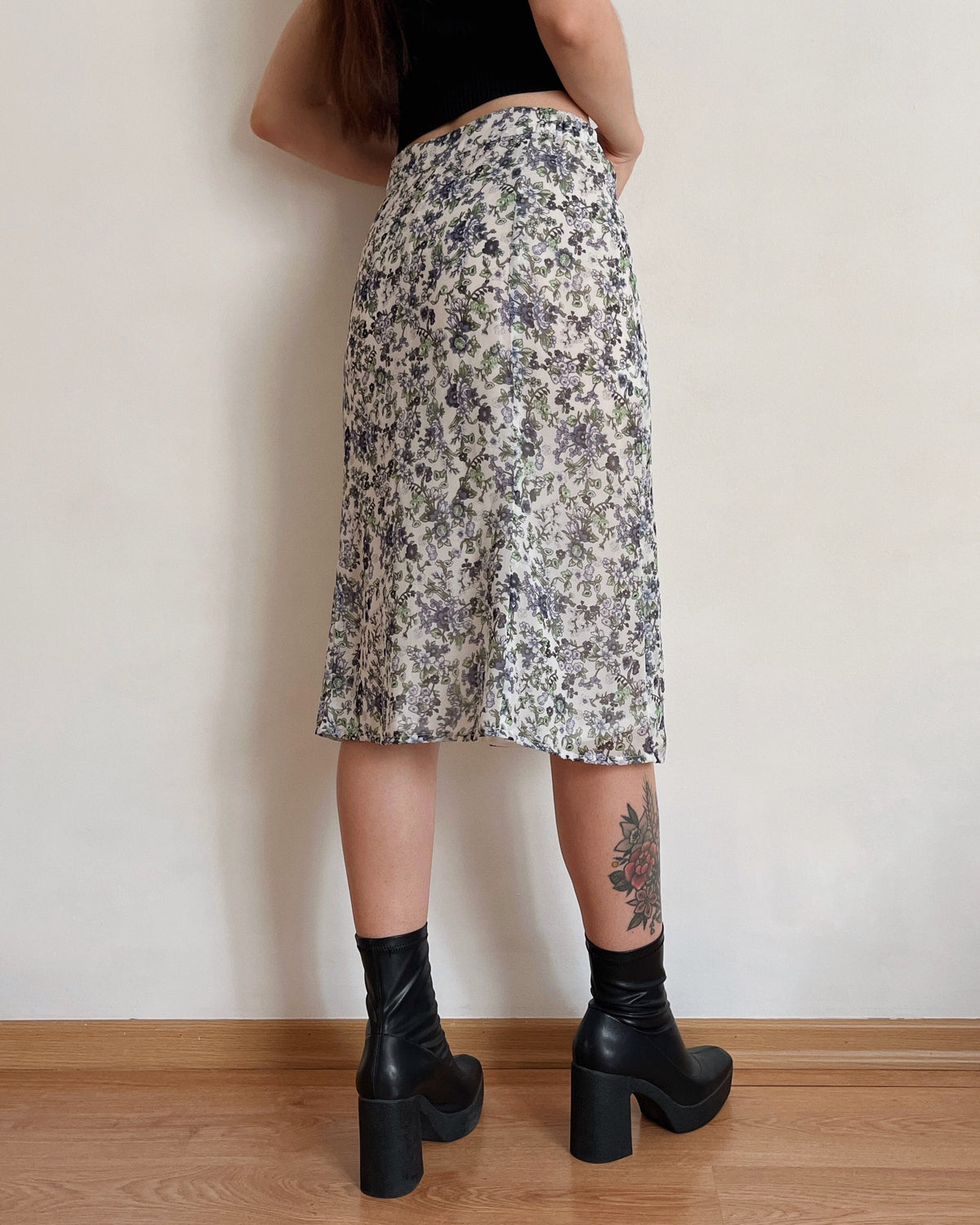 Vintage floral midi skirt (2XL/3XL)
