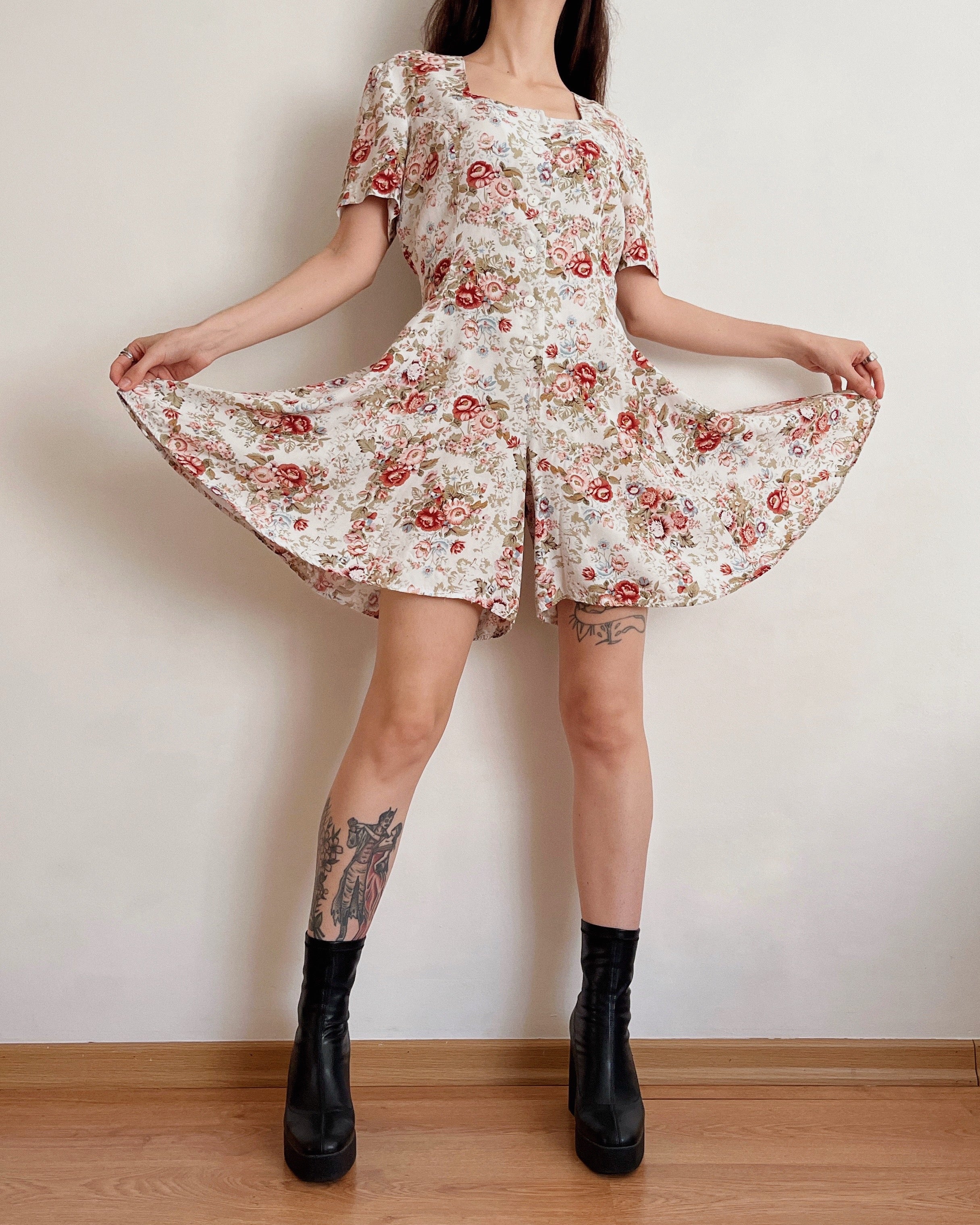 Vintage floral romper (S)