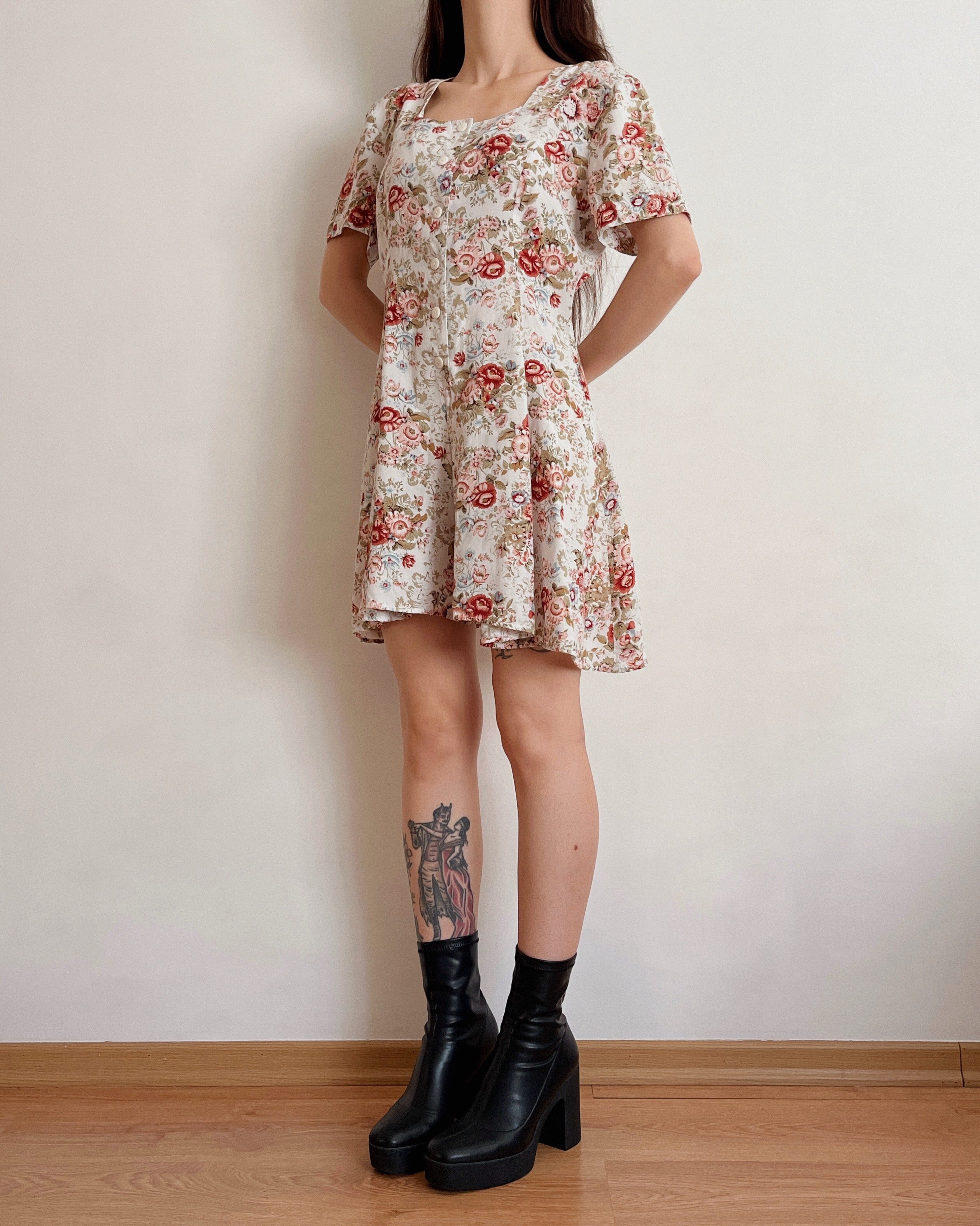 Vintage floral romper (S)
