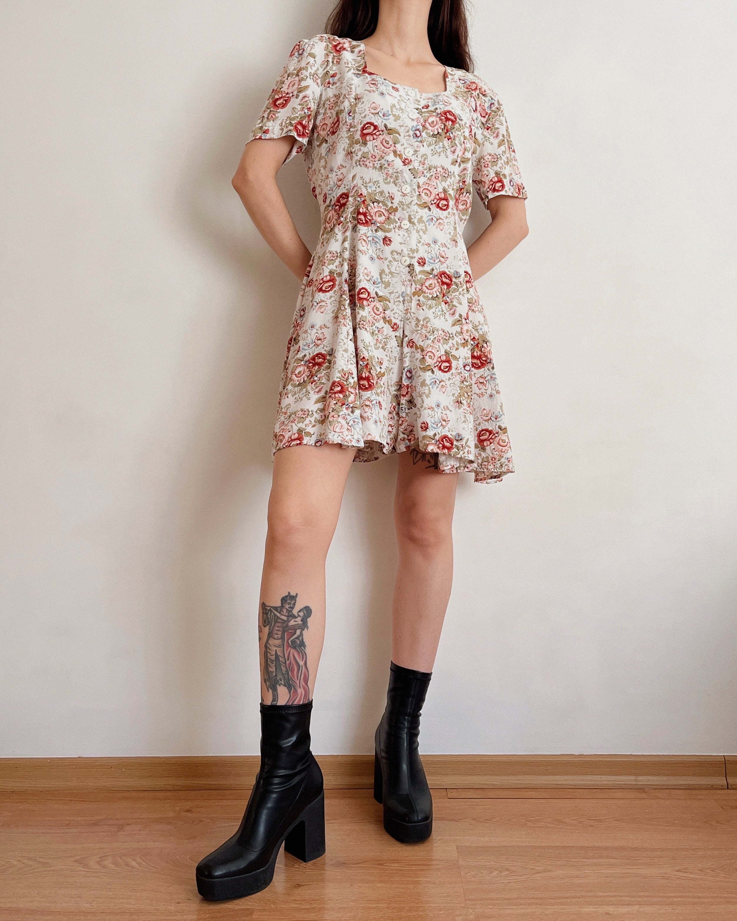 Vintage floral romper (S)