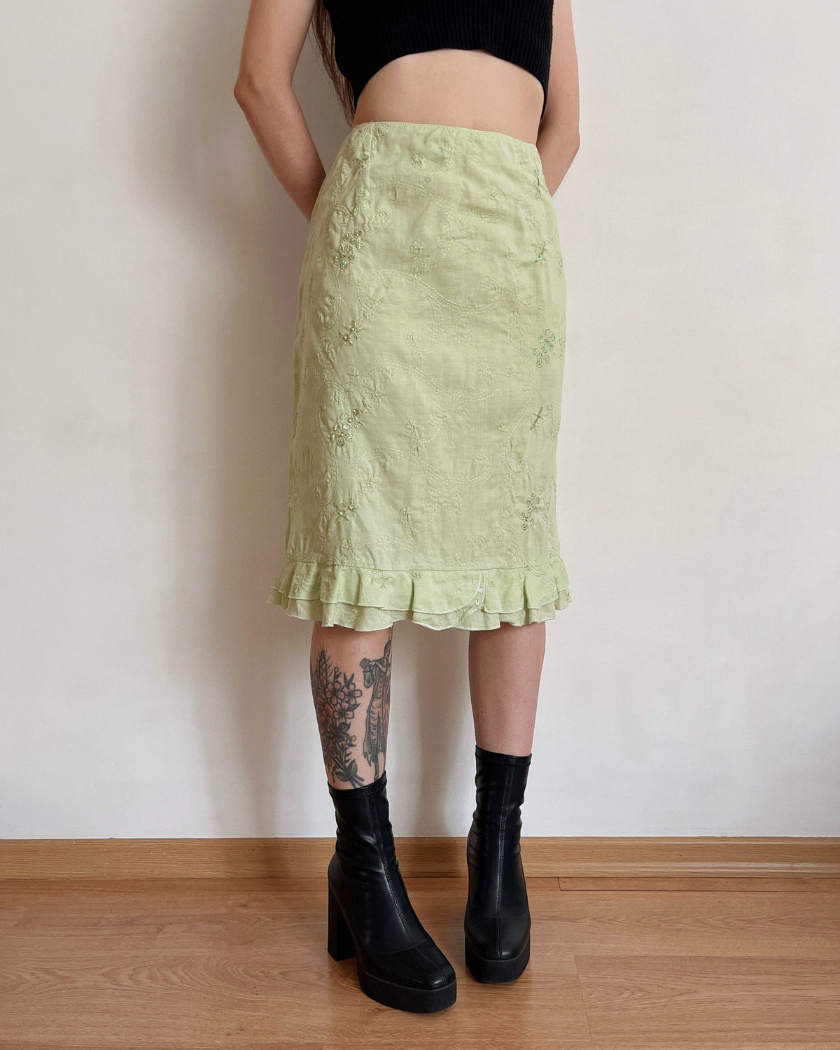 Vintage pastel midi skirt (L/XL)