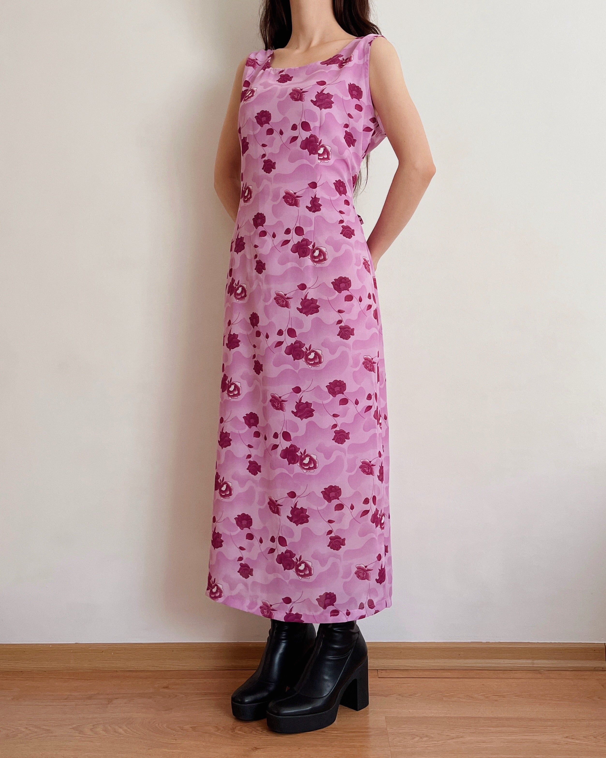 Vintage floral maxi dress (XL)