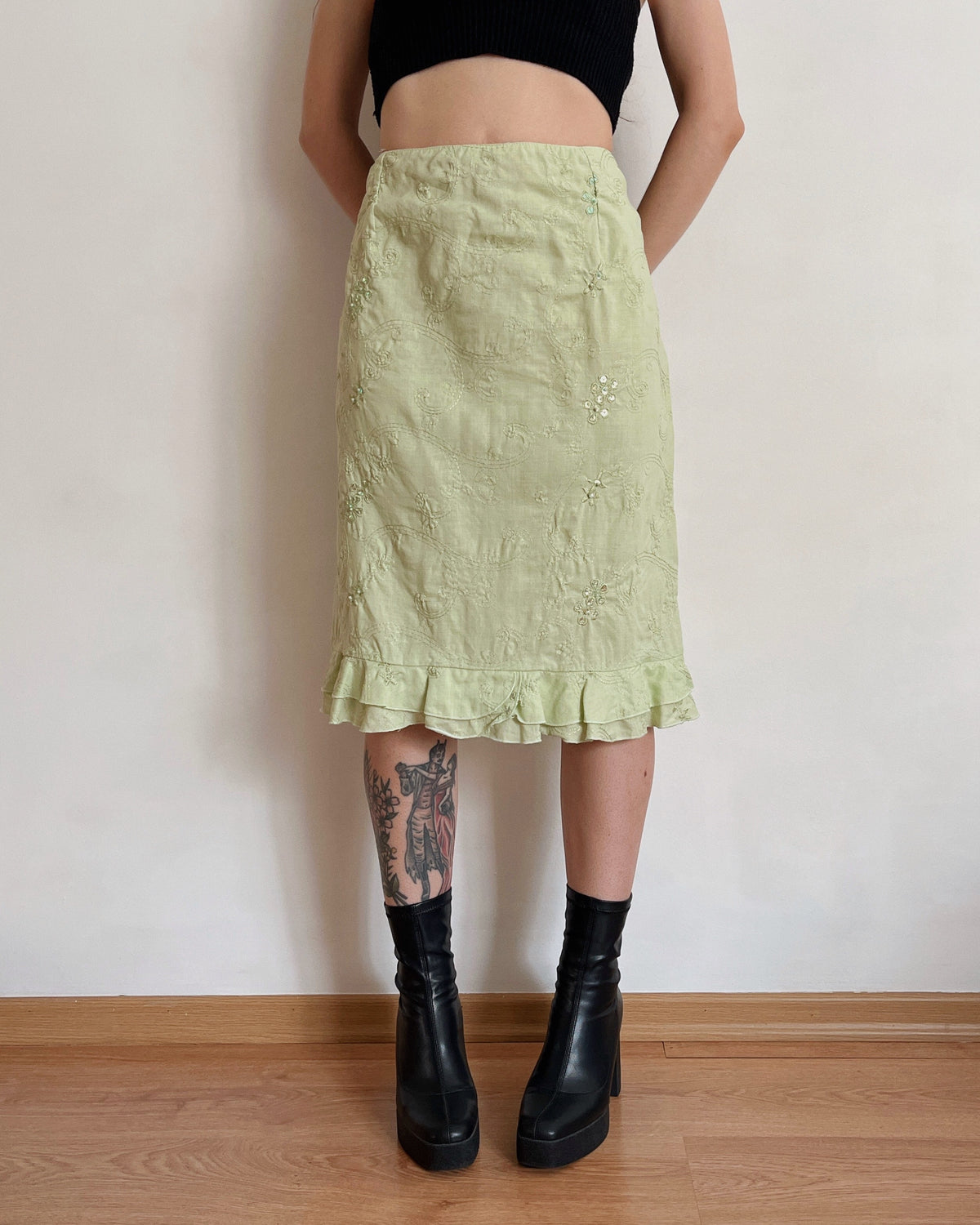 Vintage pastel midi skirt (L/XL)