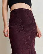 Vintage burgundy floral skirt (4XL)
