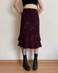 Vintage burgundy floral skirt (4XL)