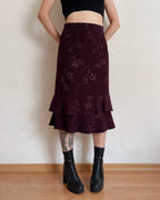 Vintage burgundy floral skirt (4XL)